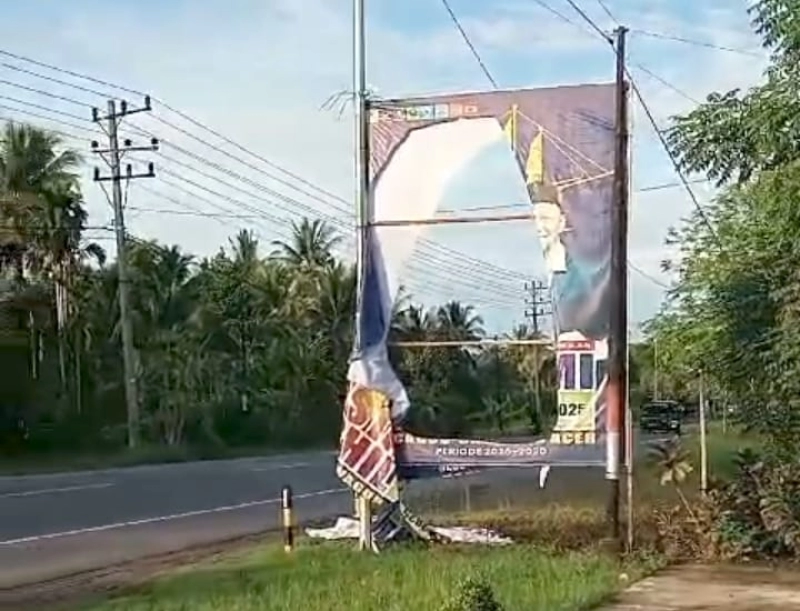 Perusakan APK Bustami Hamzah-Teungku Fadhil Rahmi Meluas ke Bireuen