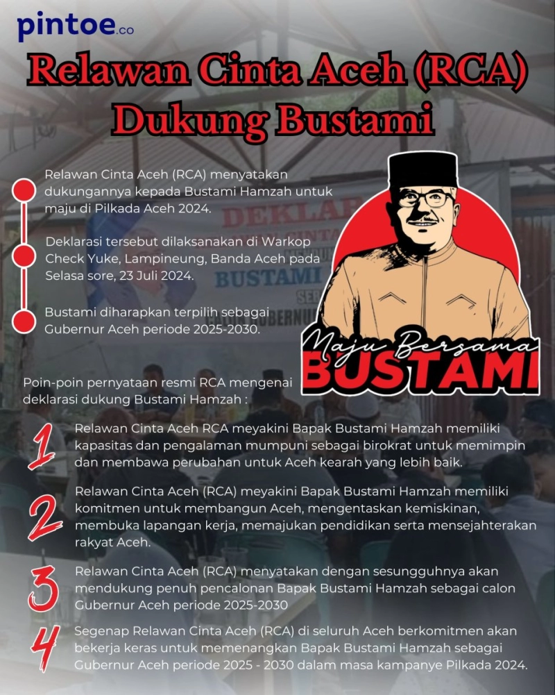 [Infografis] 4 Alasan Relawan Cinta Aceh Dukung Bustami (RCA) Maju Cagub Aceh 