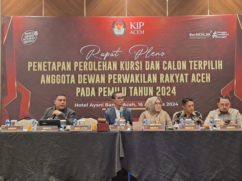 KIP Aceh Tetapkan 81 Anggota Terpilih DPRA Pileg 2024, Ini Daftarnya