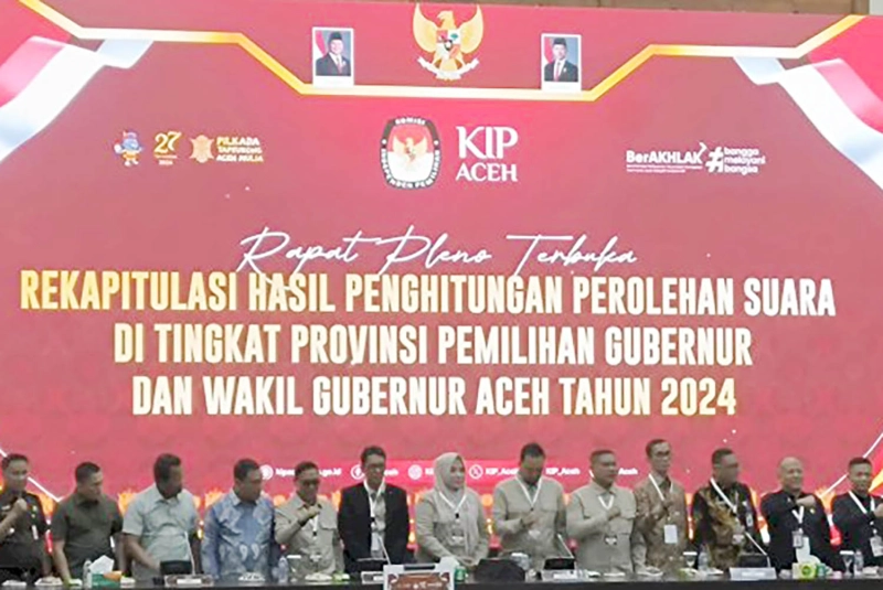 KIP Aceh Mulai Gelar Rapat Pleno Rekapitulasi Suara Pilgub Aceh 2024