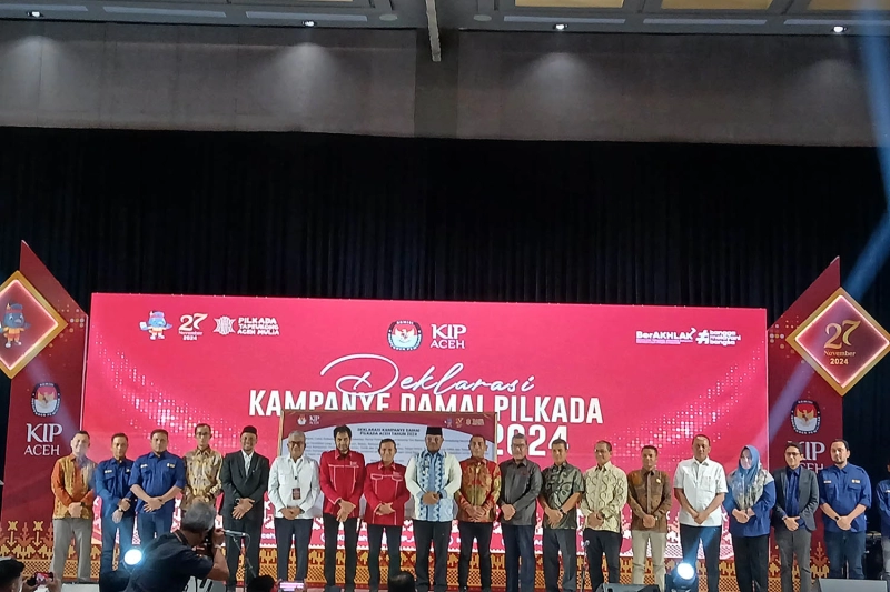 Pasangan Bustami-Syech Fadhil Ikut Deklarasi Kampanye Damai Pilkada 2024