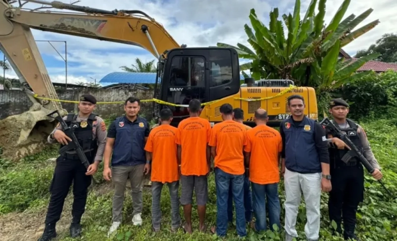 Lima Penambang Emas Ilegal di Nagan Raya Ditangkap Polisi