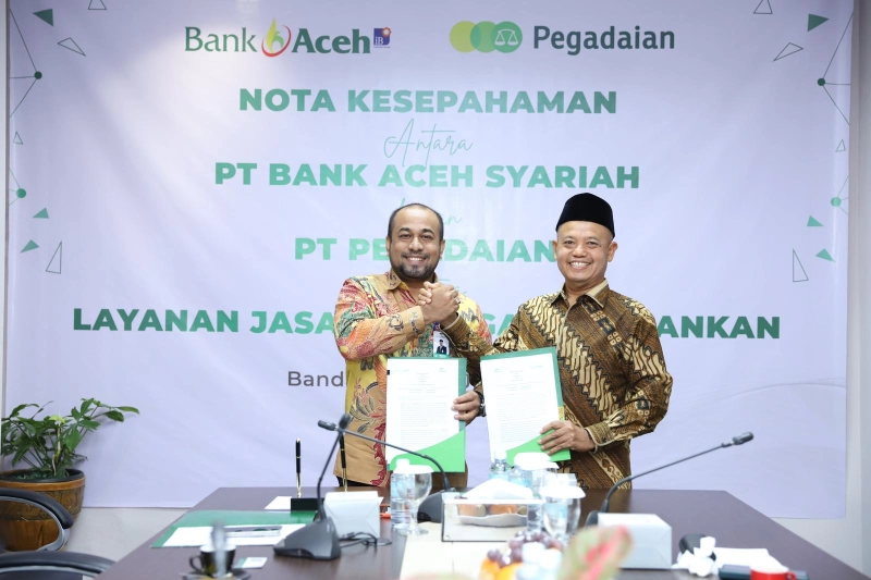 Bank Aceh dan PT Pegadaian Teken MoU Peningkatan Layanan Digital