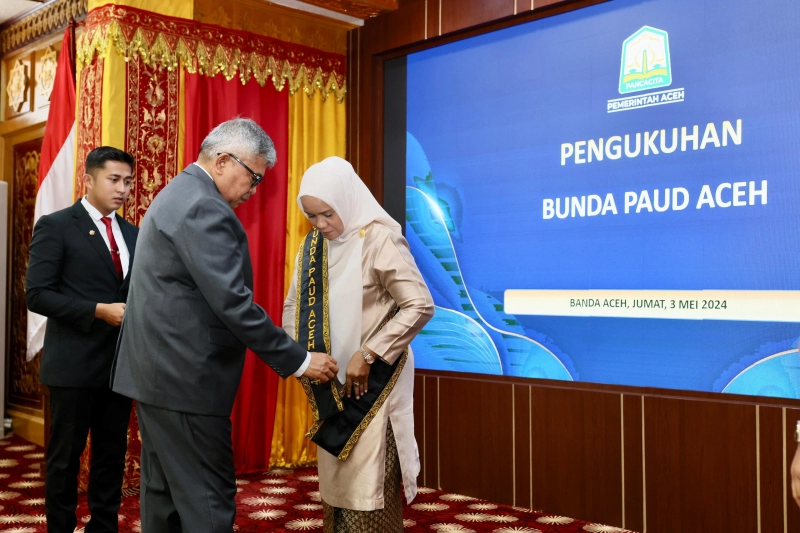 Kukuhkan Mellani sebagai Bunda PAUD Aceh, Ini Pesan Pj Gubernur