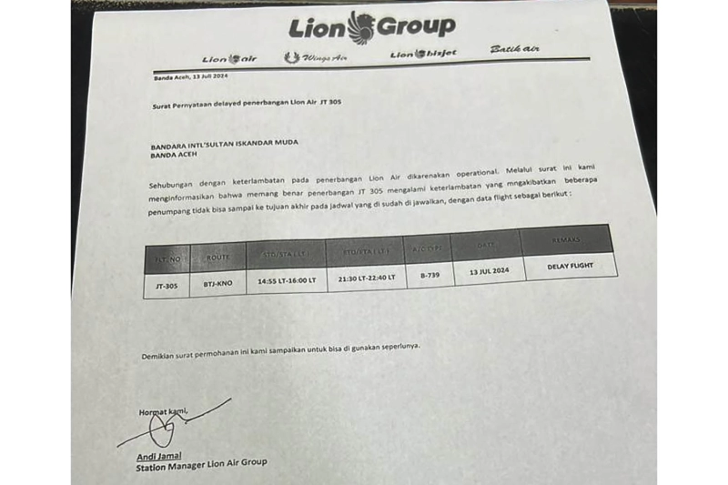 Lion Air Jelaskan Alasan Delay Hingga 6 Jam Rute Banda Aceh-Medan