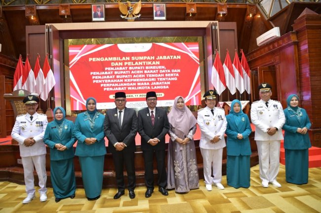 Foto-Foto Pelantikan Pj Bupati Bireuen, Aceh Barat Daya, dan Aceh Tengah