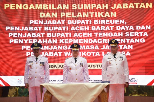 Foto-Foto Pelantikan Pj Bupati Bireuen, Aceh Barat Daya, dan Aceh Tengah